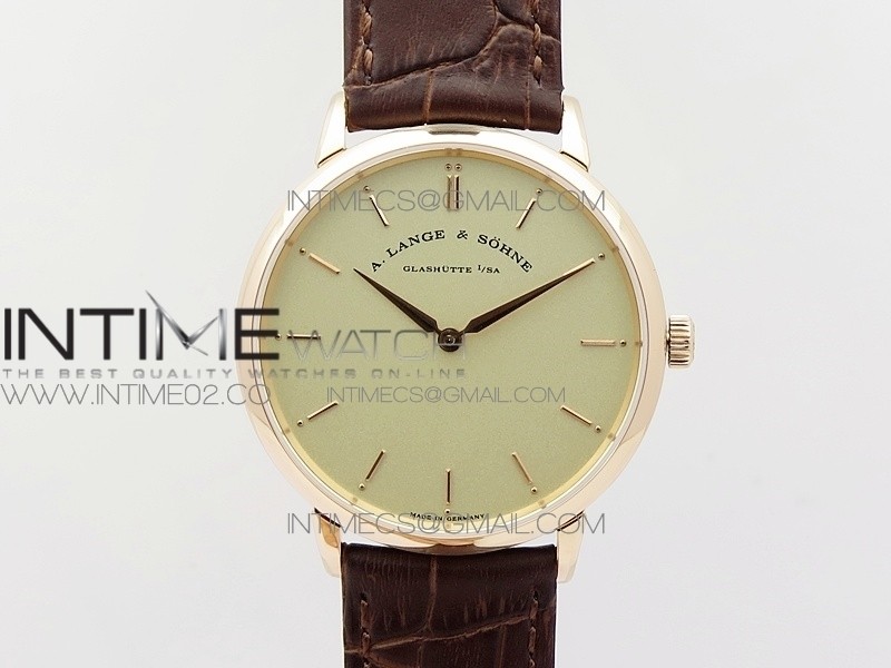 Saxonia Thin 211.026 RG Cream White dial on Brown Leather Strap MIYOTA 9015
