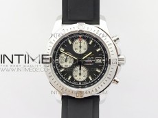Challenger Chronograph SS Black Dial on Rubber Strap A7750 (Free a rubber strap)