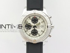 Challenger Chronograph SS White Dial on Rubber Strap A7750 (Free rubber strap)