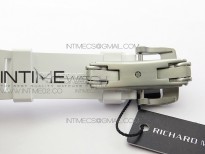 RM011 Ceramic Case Chronograph KVF 1:1 Best Edition White Ceramic Bezel Skeleton Dial on White Rubber Strap A7750