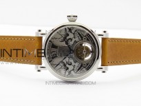 Speake-Marin SS Case Silver Dial on RG Dial On Brown Leather Asian EQ Tourbillon (Free Black Leather Strap)