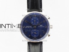 Portuguese IW371491 ZF V3 1:1 Best Edition SS Blue dial on Black Leather Strap A79350 (Slim Movement)