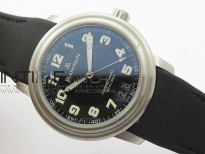 LEMAN 2850B SS 1:1 Best Edition Black Dial Numbers Markers on Black Rubber Strap Cal.6950
