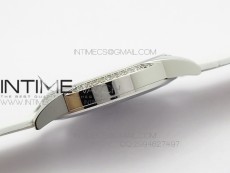 PP@6 SS Diamond Bezel Special Hour Markers Best White Dial on White Leather Strap