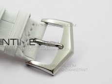 PP@6 SS Diamond Bezel Special Hour Markers Best White Dial on White Leather Strap