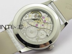 PP@6 SS Diamond Bezel Special Hour Markers Best White Dial on White Leather Strap