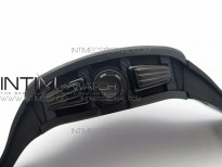 RM011 Carbon Case Chronograph KVF 1:1 Best Edition Ceramic Bezel Skeleton Dial on Black Rubber Strap A7750