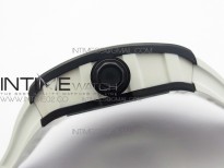 RM055 White Ceramic Case KVF Best Edition Black Ceramic Bezel Skeleton Dial on White Rubber Strap MIYOTA8215