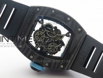 RM055 Carbon Case KVF Best Edition Carbon Bezel Skeleton Dial Blue Crown on black Rubber Strap MIYOTA8215