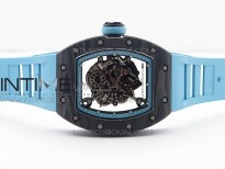 RM055 Carbon Case KVF Best Edition Carbon Bezel Skeleton Dial Blue Crown on blue Rubber Strap MIYOTA8215