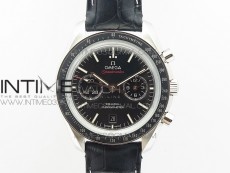 SpeedMaster MoonWatch SS V2 OMF 1:1 Best Edition Black Dial Red Words on Black Leather Strap A9300
