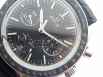 SpeedMaster MoonWatch SS V2 OMF 1:1 Best Edition Black Dial Red Words on Black Leather Strap A9300