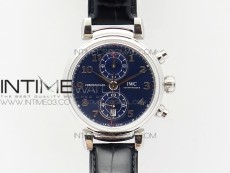 Da Vinci IW393402 SS ZF 1:1 Best Edition Blue Dial SS A2892 On Black Leather Strap