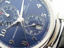 Da Vinci IW393402 SS ZF 1:1 Best Edition Blue Dial SS A2892 On Black Leather Strap