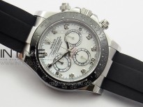 Daytona 116519LN JH Best White MOP dial crystal markers On Rubber Strap A4130 (Free XS rubber strap)