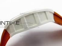 RM035-02 Real White Ceramic Case V2 KVF Best Edition Skeleton Dial White Crown on Orange Rubber Strap MIYOTA8215