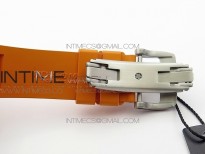 RM035-02 Real White Ceramic Case V2 KVF Best Edition Skeleton Dial White Crown on Orange Rubber Strap MIYOTA8215