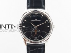 Master Ultra Thin Moon SS ZF 1:1 Best Edition Black Dial on Black Leather Strap A925