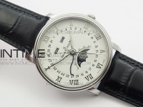 Villeret 6654 SS Complicated Function OMF V2 1:1 Best Edition White Dial on Black Leather Strap A6654