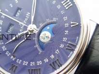 Villeret 6654 SS Complicated Function OMF V2 1:1 Best Edition Black Dial on Blue Leather Strap A6654