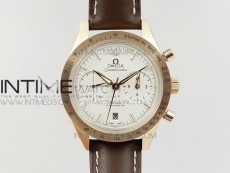 Speedmaster '57 Co-Axial RG OMF 1:1 Best Edition white Dial White Markers on Brown Leather Strap A9300 (Free Leather Strap)