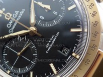Speedmaster '57 Co-Axial RG/SS OMF 1:1 Best Edition Black Dial White Markers on RG/SS Bracelet A9300 (Free Leather Strap)
