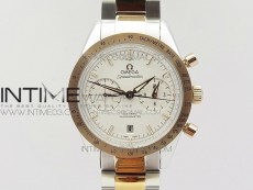 Speedmaster '57 Co-Axial RG/SS OMF 1:1 Best Edition White Dial White Markers on RG/SS Bracelet A9300 (Free Leather Strap)
