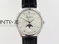 Master Ultra Thin Moon SS ZF 1:1 Best Edition Silver Dial on Black Leather Strap A925