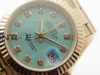 DateJust 28mm RG Diamond Bezel BP Best Edition Ice blue textured Dial on RG Bracelet ETA2671