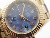 DateJust 28mm RG Diamond Bezel BP Best Edition Blue Textured Dial on RG Bracelet ETA2671