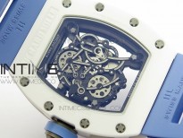 RM035-02 Real White Ceramic Case V2 KVF Best Edition Skeleton Dial Blue Crown on Blue Rubber Strap MIYOTA8215