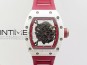 RM055Real White Ceramic Case V2 KVF Best Edition Skeleton Dial Red Crown on Red Rubber Strap MIYOTA8215