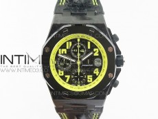 Royal Oak Offshore Bumble Bee Forged Carbon 1:1 JF Best Edition on Leather Strap A7750 V2 w/ Cyclops