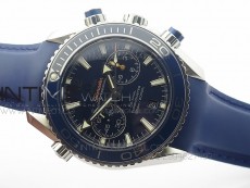 Planet Ocean Master Chronometer Chrono SS OM 1:1 Best Edition Blue Dial on Blue Rubber Strap A9300