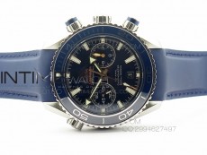 Planet Ocean Master Chronometer Chrono SS OM 1:1 Best Edition Blue Dial on Blue Rubber Strap A9300