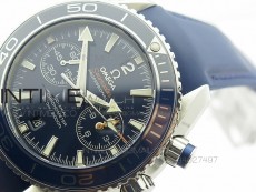 Planet Ocean Master Chronometer Chrono SS OM 1:1 Best Edition Blue Dial on Blue Rubber Strap A9300