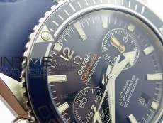 Planet Ocean Master Chronometer Chrono SS OM 1:1 Best Edition Blue Dial on Blue Rubber Strap A9300