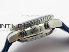 Planet Ocean Master Chronometer Chrono SS OM 1:1 Best Edition Blue Dial on Blue Rubber Strap A9300