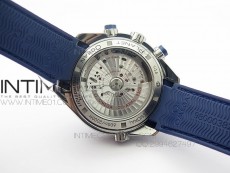 Planet Ocean Master Chronometer Chrono SS OM 1:1 Best Edition Blue Dial on Blue Rubber Strap A9300