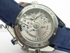 Planet Ocean Master Chronometer Chrono SS OM 1:1 Best Edition Blue Dial on Blue Rubber Strap A9300