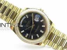 Day-Date 40 YG BP 1:1 Best 228239 Black Diamond Sticks Dial Diamond Bezel on SS Bracelet