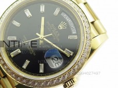 Day-Date 40 YG BP 1:1 Best 228239 Black Diamond Sticks Dial Diamond Bezel on SS Bracelet