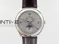 Master Calendar Moonphase SS OMF 1:1 Best Edition Gray Dial on Brown Leather Strap A866/1