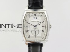 Heritage @12 big date SS HGF White Dial Black Roman Markers on Black Leather Strap A23J