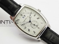 Heritage @12 big date SS HGF White Dial Black Roman Markers on Black Leather Strap A23J