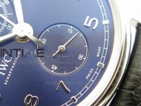 6Portugieser Chrono Classic 42 IW390406 ZF 1:1 Best Edition Blue Dial Blue Hand on Black Leather Strap A7750