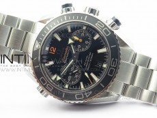 Planet Ocean Master Chronometer Chrono SS OM 1:1 Best Edition Black Dial Orange Numeral on SS Bracelet A9300