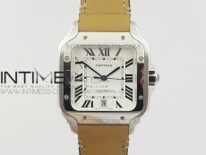 Santos de Cartier Large 2018 KOR 1:1 Best Edition White Dial on Brown Leather Strap MIYOTA 9015