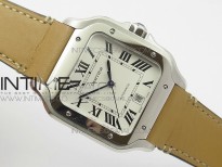 Santos de Cartier Large 2018 KOR 1:1 Best Edition White Dial on Brown Leather Strap MIYOTA 9015