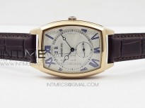 Heritage @12 big date RG HGF White Dial Blue Roman Markers on Brown Leather Strap A23J